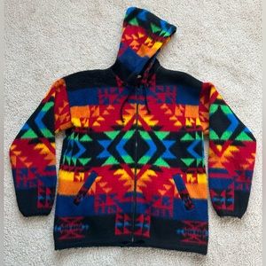 Made in Ecuador Alpaca Wool Zip up Hooded Jacket